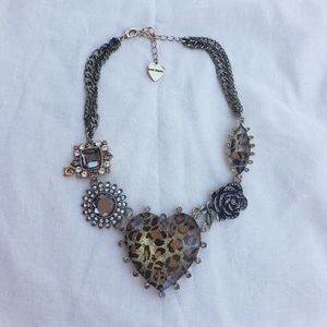 Betsy Johnson leopard heart necklace
